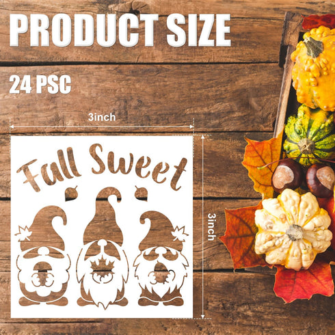 24pcs Fall Stencils, 3x3inch Small Fall Sign Stencils Reusable Fall Stencils for Painting on Wood Autumn Templates for Thanksgiving DIY Crafts on ...