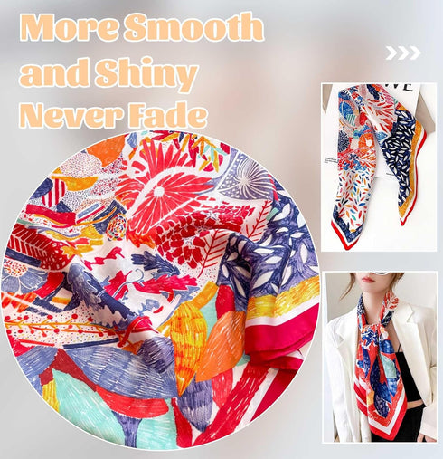 kcctoo 27.5" Mulberry Silk Feeling Head Scarf Women's Fashion Square Neck Satin Scarfs for Bag Hair Scarves Gift...