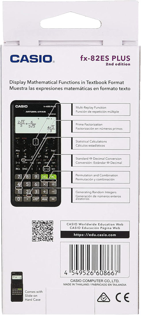 Casio Fx-82es Fx82es Plus Bk Display Scientific Calculations Calculator with 252 Functions...