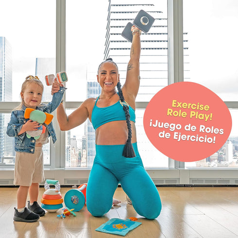 BEBE FUERTE Let's Move Giftset by Robin Arzon - Bilingual Baby Activity Center Sensory Toys - Baby Workout Toys - Baby and Toddler Gifts for Ages ...