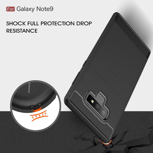 Compatible with Samsung Galaxy Note 9 Carbon Fiber Soft TPU Brushed Line Basic Phone Back Case Cover (Black)...