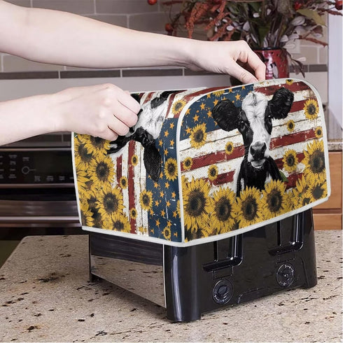 American Flag Toaster Dust Cover, Washable Cow Sunflower Toaster Cover 2 Slice, Decorative Bread Maker Cover Dust Fingerprint Protection, Kitchen ...