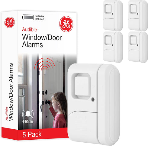 GE Personal Security Window and Door Alarm, 5 Pack, DIY Protection, Burglar Alert, Wireless Chime/Alarm, Easy Installation, Home Security, Ideal f...