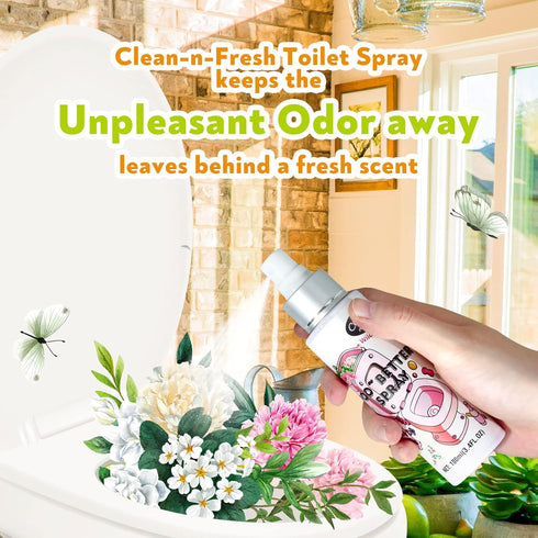 Clean-n-Fresh Toilet Spray, Wild Peony Scent, Bathroom Odor Eliminator & Air Freshener For Room, Trash Cans, Shoes, Fabrics, 3.4 Fl Oz(2 Pack)...
