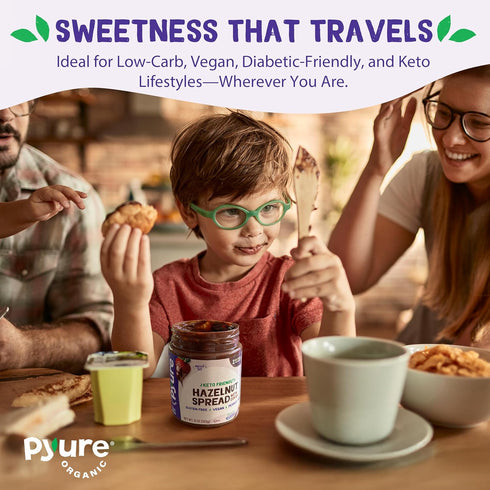 Pyure Keto Hazelnut Chocolate Spread | Sugar-Free, Low Carb, Vegan Nutella Alternative | 2g Net Carbs, Gluten-Free, Peanut-Free, Plant-Based, Non-...