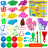 salipt Play Dough Tools for Kids, 40 PCS Playdough Tools Kit Include Dough Dinosaur Unicorn Animal World Accessory,Molds Rollers Cutters Scissors ...