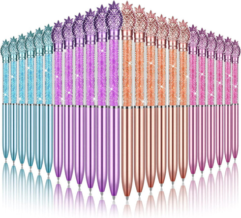 24 Pieces Big Crystal Diamond Pens Bling Ballpoint Pen Black Ink Rhinestones Pen for School Office Supplies Christmas Wedding Birthday Present, 4 ...
