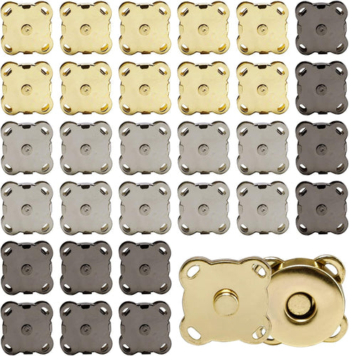 30 Piece Plum Magnetic Snap Buttons for Clothes Purse Handbag Scrapbook Homemade Sewing Craft (Black+Gold+Silver)...