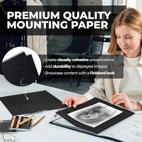 Dunwell 9x12 Art Portfolio Binder, Black Mounting Paper, Portfolio Binder for Artwork, 9 x 12 Art Folder, 24 Pockets Display 48 Pages, Acid-Free P...