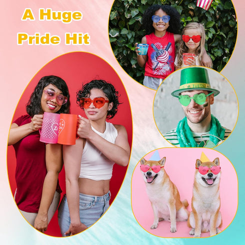 12 Pcs Heart Shaped Sunglasses for women Transparent Colorful Frameless Heart Glasses Bachelorette Party Favor...