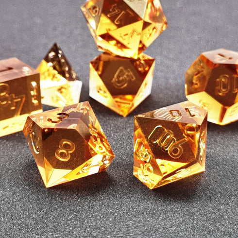 Bescon Crystal Clear (Unpainted) Sharp Edge DND Dice Set of 7, Razor Edged Polyhedral D&D Dice Set for Dungeons and Dragons Role Playing Games, Am...