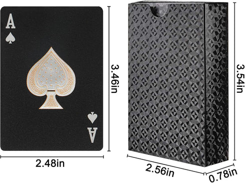 Waterproof Playing Cards, Black Deck of Cards,Plastic Playing Cards, Deck of Waterproof Foil Cards, Cool Poker Cards Set for Card Games in Gift Bo...