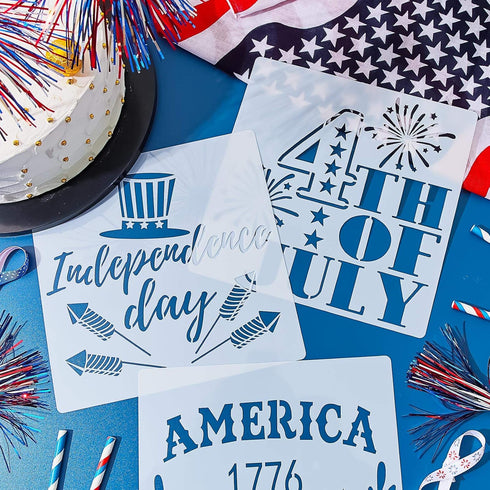 16 Pieces Happy 4th of July Stencil Independence Day Painting Template Reusable Patriotic Drawing Stencils Include American Flag Map Star Patterns...
