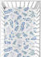 Sweet Jojo Designs Floral Leaf Boy or Girl Fitted Crib Sheet Baby or Toddler Bed Nursery - Blue Grey and White Boho Watercolor Botanical Flower Wo...