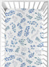Sweet Jojo Designs Floral Leaf Boy or Girl Fitted Crib Sheet Baby or Toddler Bed Nursery - Blue Grey and White Boho Watercolor Botanical Flower Wo...