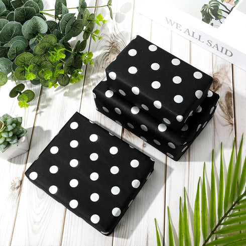 Whaline 100 Sheets Polka Dot Tissue Paper Black Gift Wrapping Paper Art Craft Paper for DIY Crafts Wedding Birthday Baby Shower Party Decorations,...