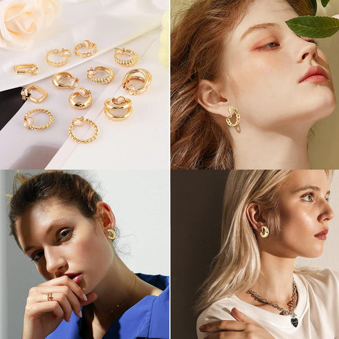 15 Pairs Clip On Earrings for Women Non Pierced Gold Sliver Cute Earrings Crystal Earrings Pearl Earrings Charming Fashion Chunky Hoop Earrings Se...