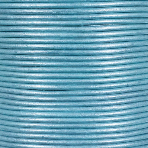 2mm Genuine Round Leather Cord Strips for Bracelets, Necklaces, Beading, and Other Jewelry Making – 10 Yards / 9.1 Meters – Light Blue...