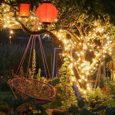 iShabao Solar String Lights Outdoor, 33ft 100 LED Solar Fairy Lights 8 Modes Waterproof Christmas Lights for Garden, Patio, Home, Party, Wedding, ...