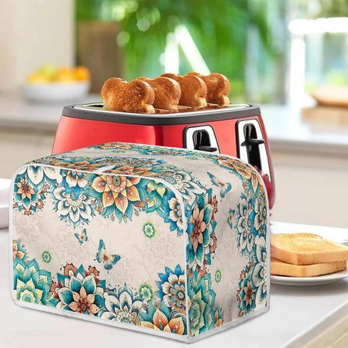 4 Slice Toaster Covers Boho Butterfly Print Bread Toaster Cover Anti-Sputtering Toaster Dust Cover, Washable Kitchen Appliance Protector, Green an...