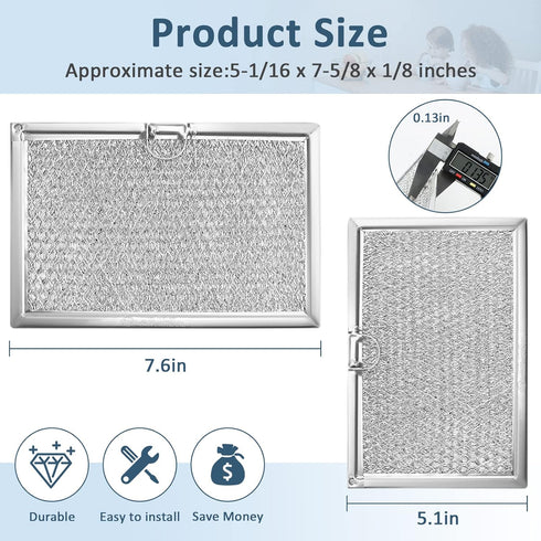 WB06X10608 5304464105 Microwave Grease Filter fit for Frigi.daire G.E Microwave by Fetechmate Replace 5304517871 5304478913 5304509444 5 x 7-5/8 M...