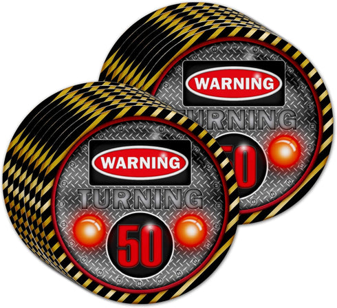 Warning Sign 50th Birthday Party Supplies Set Plates Napkins Cups Tableware Kit for 16...