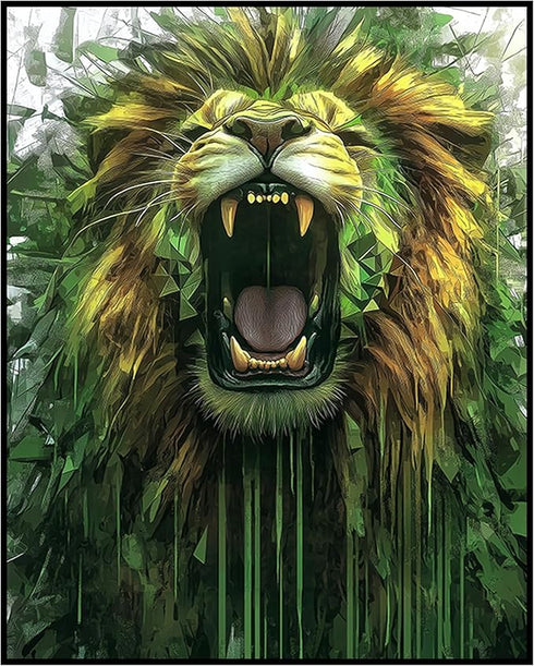 Posterizer 1 pcs-neon colorful abstract street art of a roaring lion -3-Art for Animal Lovers-Abstract & Modern Art-Gift for Street Art, Mural Fan...