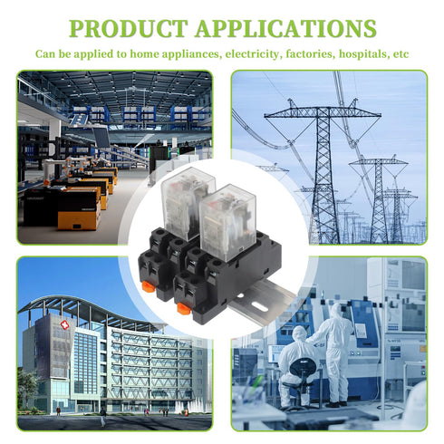 AC 12V Electromagnetic Power Relay HH52P JQX-13FL 62PL Coil 8 Pin 10A DPDT LED Indicator with Plug-in Terminal Socket and DIN Slotted aluminum Rai...