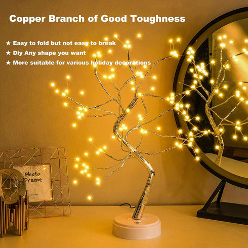 20” 108LED Fairy Sparkly Tree Lamp with Remote Control, USB&3AA Powered 8 Modes, DIY Bonsai Artificial Tree Lights, Fairy Spirit Tree Light for Be...