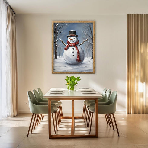 Posterizer 1 pcs-cute snowman in snowy wintery nature 9-Holiday Poster Collection-Landscape & Nature Art-Living Room Bedroom Decor- unframed wall ...