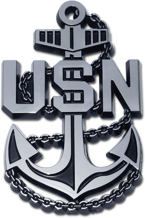 Elektroplate Officially Licensed USN Navy Anchor OEM Chrome Emblem for Cars, Trucks, and All Auto | Universal Fit at 3.25" x 2.1" | Weatherproof...