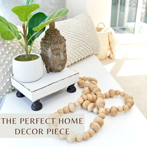 KIBAGA Decorative Wood Riser For Your Kitchen or Bathroom Farmhouse Decor - Beautiful Pedestal Stand Uniquely Displays Your Decorations - The Perf...