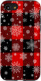 iPhone SE (2020) / 7 / 8 Snowflakes on Red Black Winter Christmas Plaid Buffalo Phone Case...