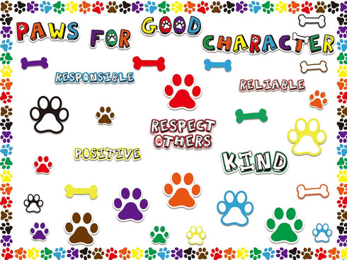 Paw Print Bulletin Board Set Classroom Decor Paw Print Cutouts Accents for Classroom Door Bulletin Board Border Wall Decoration Educational and Le...