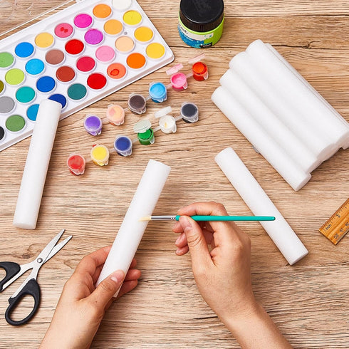 Fabbay 60 Pieces 6 Inch Foam Cylinders for Crafts Foam Tubes White Foam Rods Foam Tube for Modeling, DIY Arts and Crafts Supplies...