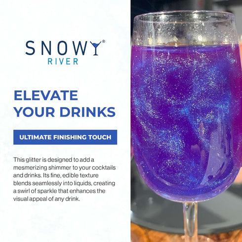 Snowy River Sapphire Edible Cocktail Glitter - All Natural Edible Beverage Glitter for Cocktails, Wine, Champagne & Soda, Perfect for Parties or D...