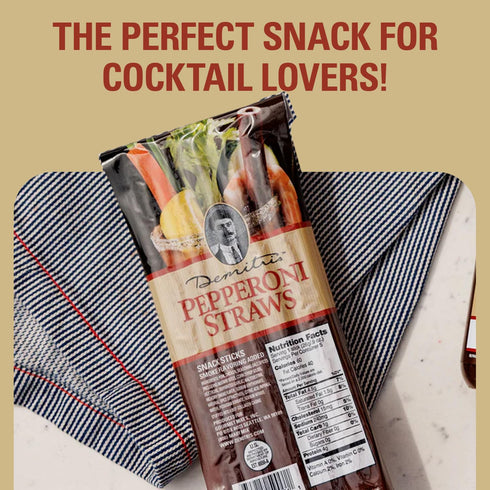 Demitri's Bloody Mary Pepperoni Straws - Smoky Edible Straw Made With Pork and Chicken - Cocktail Garnish Snack - Perfect for Brunch Drinks or Par...