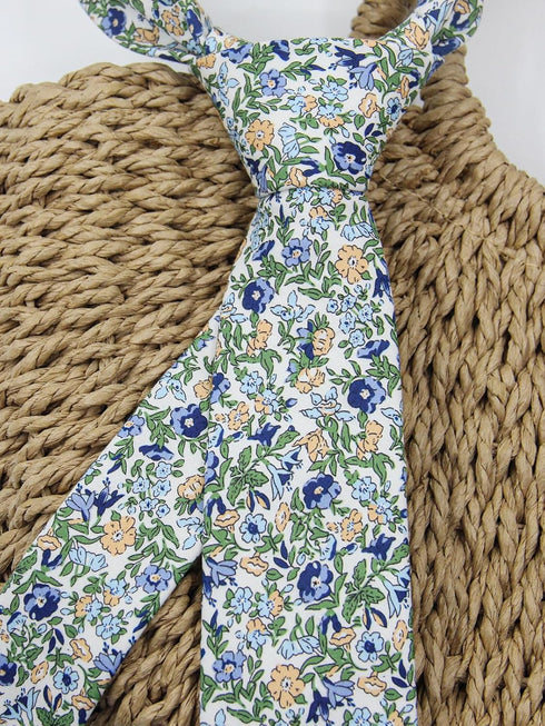 Mens Tie, Floral Neck Tie, Skinny Ties for Men 2.56'', Flower Printed Cotton Neck tie for Wedding Business Groom...