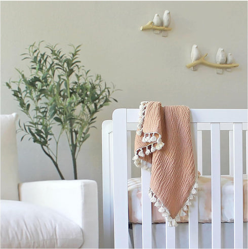 Crane Baby Soft Cotton Crib Mattress Sheet, Fitted Sheet for Cribs and Toddler Beds, Pink Tie-Dye, 28”w x 52”h x 9”d...