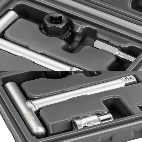 DNA MOTORING TOOLS-00141 5-Pcs Automotive Engine Oil Pan Drain Plug Disassembly Set - 1/4" & 3/8" Oil Service kit for Plastic Oil Drain Screws, Cr...