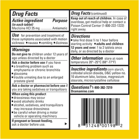Dramamine All Day Less Drowsy, Motion Sickness Relief, 8 Count, 3 Pack...