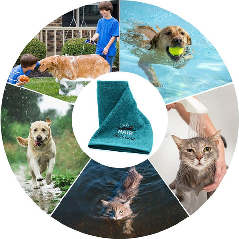 DAN RIVER 100% Cotton Dog Bath Towel Ultra Soft 450 GSM Super Absorbent Quick Drying Paw Embroidered Pattern and Lint-Free Cat, Puppy & Pet Groomi...