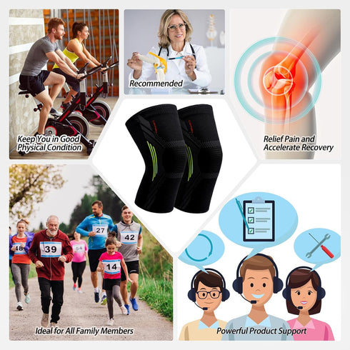Knee Brace for Women & Men - UFITVELL 2 Packs knee compression sleeve for Knee Pain, Ideal for Gym, Running, Basketball, volleyball, Yoga, Support...