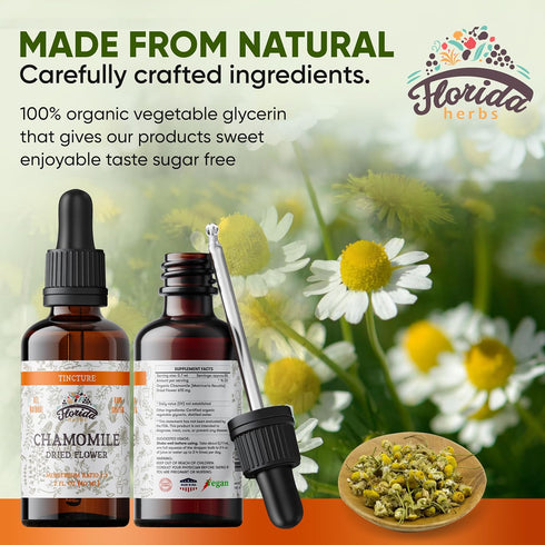Chamomile Tincture, Organic Chamomile Extract (Matricaria Recutita) Flowers...