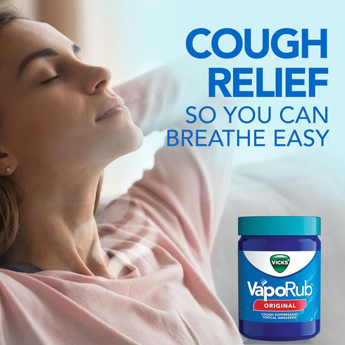 Vicks VapoRub, Original, Cough Suppressant, Topical Chest Rub & Analgesic Ointment, Medicated Vicks Vapors, Relief from Cough Due to Cold, Aches &...