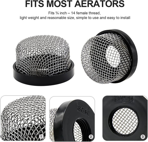 Stainless Steel Mesh Strainer 3/4"- 14 Aerator Screen Strainer Stainless Mesh Replace fpr Livewell Pump, MA-023 Screw on Strainer Industrial Plumb...