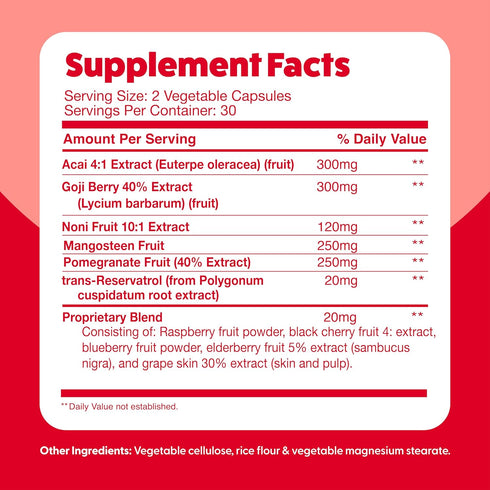 Feel Great Vitamins Superfruit Reds – Antioxidant Superfood with Polyphenols for Anti-Aging & Immune Support – Acai, Mangosteen, Pomegranate, Blue...