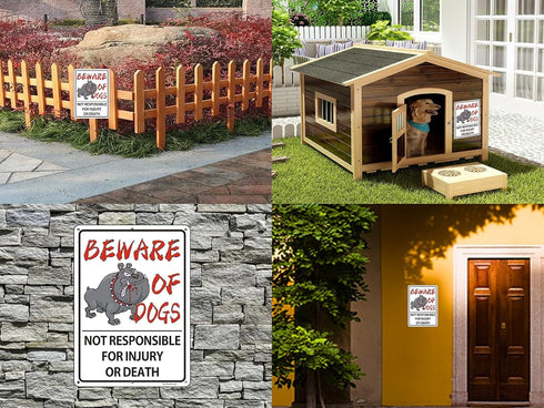 Beware of Dog Sign for Fence,No Trespassing Sign,10" x 7" x 0.04" Metal Sign,UV Protected and Weatherproof,Resistant to Fading and Harsh Weather,f...