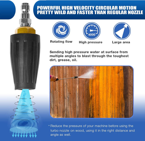 4000PSI Turbo Nozzle Universal Pressure Washer Nozzle Tips Rotating Nozzle 2.6Orifice Power Washer Nozzle Accessories 2.6GPM Spray Nozzle for Conc...