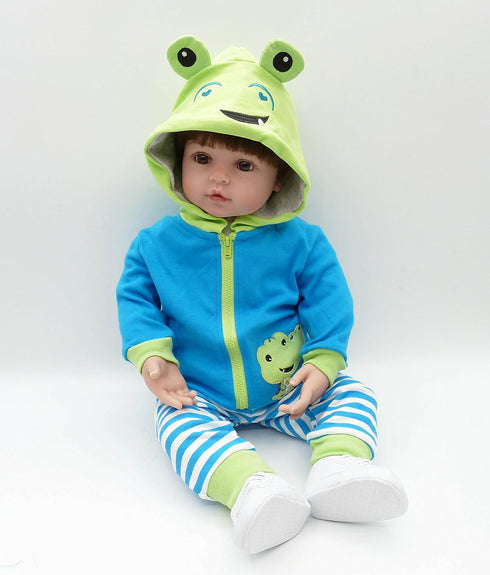 Reborn Baby Dolls Clothes 18 inch Boy Outfits Accesories for 17-19 inch Reborn Doll Newborn Blue Frog Matching Clothing...